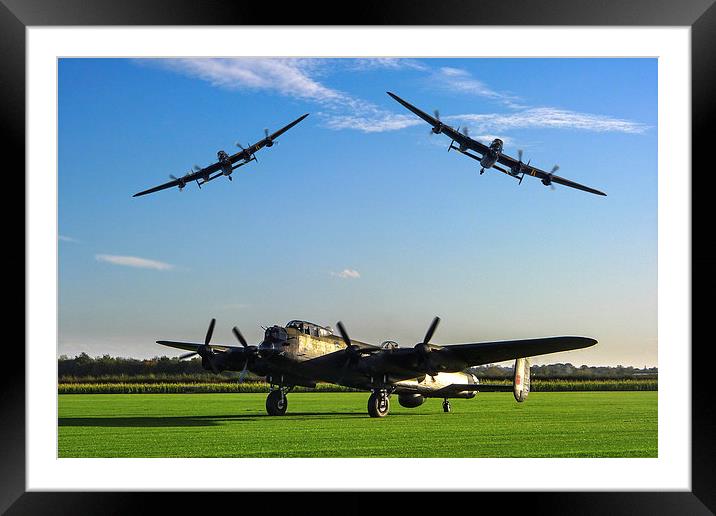  Three Lancaster Bombers Framed Mounted Print by Oxon Images