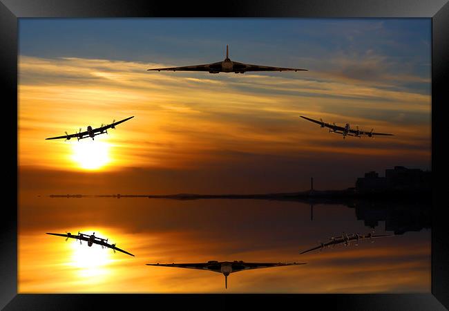 Vulcan and Lancasters sunset Framed Print by Oxon Images