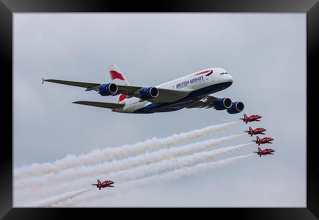 British Airways A380 Red Arrows Framed Print by Oxon Images