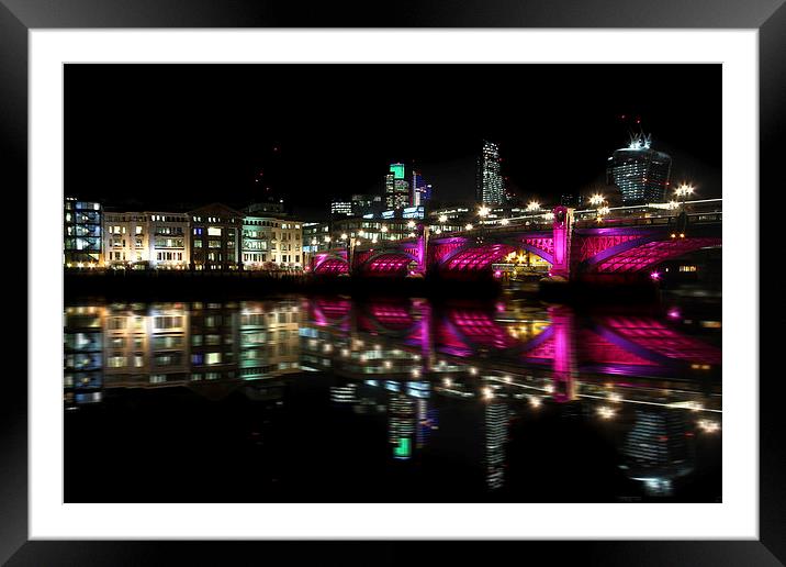 London Bridge in Pink Framed Mounted Print by Oxon Images