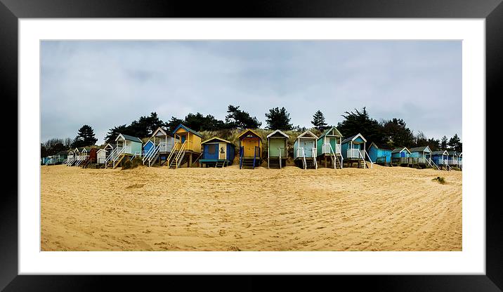 Wells beach huts Framed Mounted Print by Oxon Images