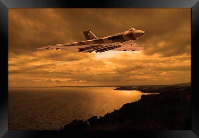 Vulcan Bomber at sunset Framed Print by Oxon Images