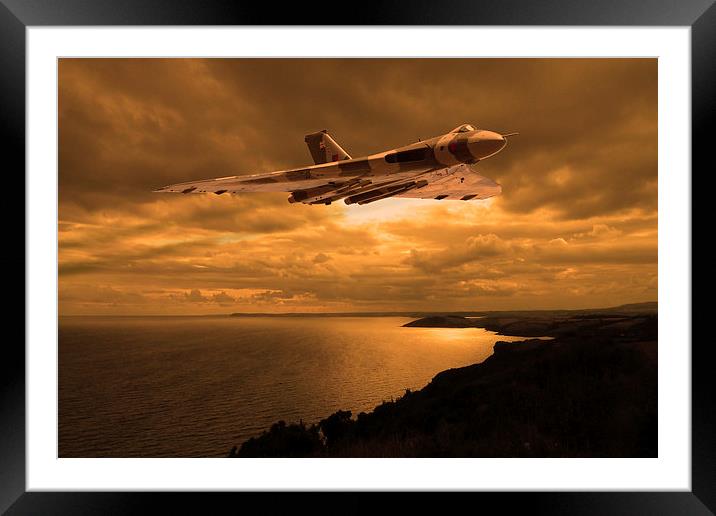 Vulcan Bomber at sunset Framed Mounted Print by Oxon Images