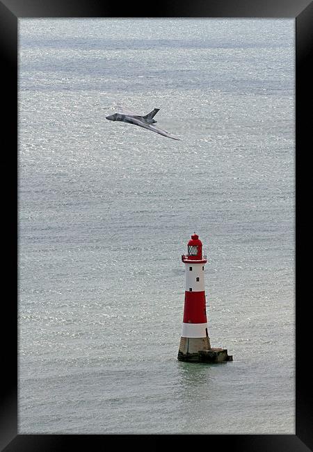  Vulcan XH558 and the Lighthouse Framed Print by Oxon Images