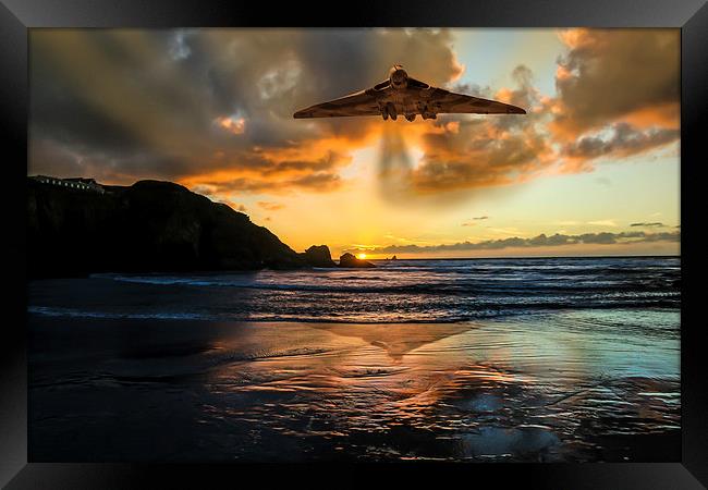  Vulcan Bomber Cornwall sunset Framed Print by Oxon Images