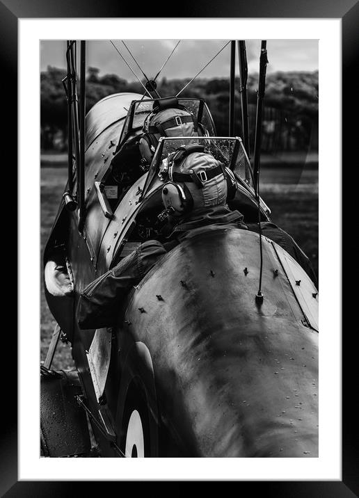 De Havilland Tiger Moth BW Framed Mounted Print by Oxon Images