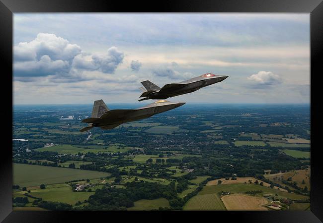 F22 and F35 RIAT Framed Print by Oxon Images