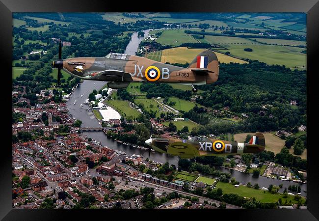 Spitfire and Hurricane over Henley Framed Print by Oxon Images