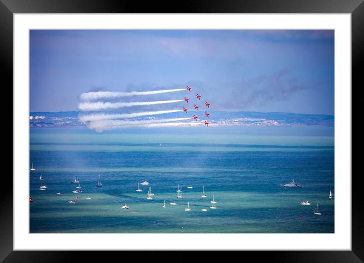 Red Arrows at Eastbourne air show Framed Mounted Print by Oxon Images