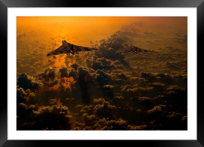 Vulcan bomber sunset Framed Mounted Print by Oxon Images
