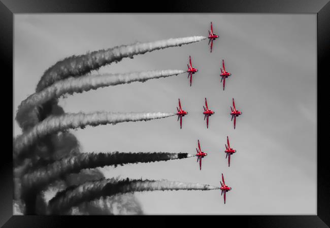 Red Arrows selective colour Framed Print by Oxon Images