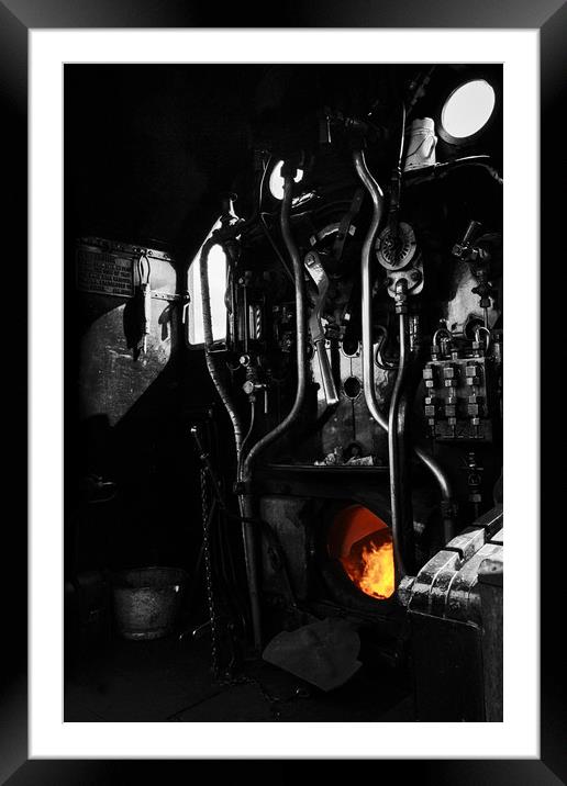 On the steam train footplate Framed Mounted Print by Oxon Images
