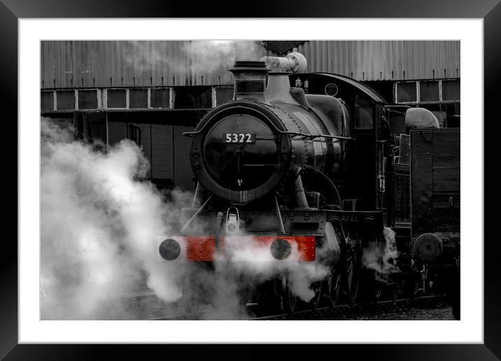 Steam Train selective colour Framed Mounted Print by Oxon Images