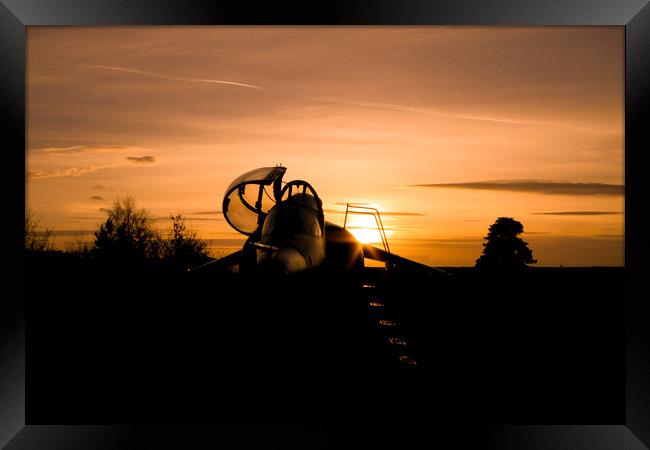 Sunset Harrier Jump Jet GR3 Framed Print by Oxon Images