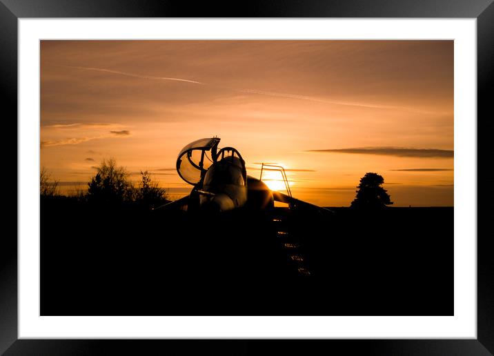 Sunset Harrier Jump Jet GR3 Framed Mounted Print by Oxon Images