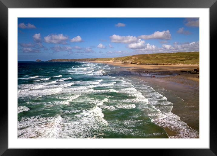 Perranporth Surf Framed Mounted Print by Oxon Images