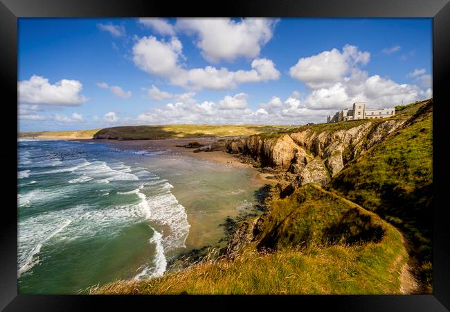 The Coastal Path at Perranporth Framed Print by Oxon Images