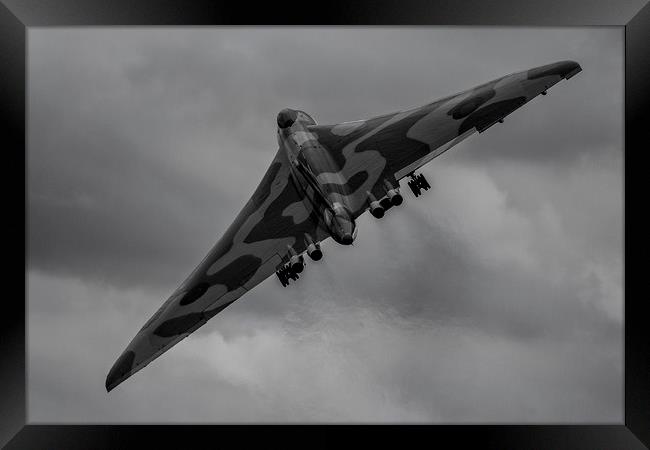 Avro Vulcan XH558 Black and White Framed Print by Oxon Images