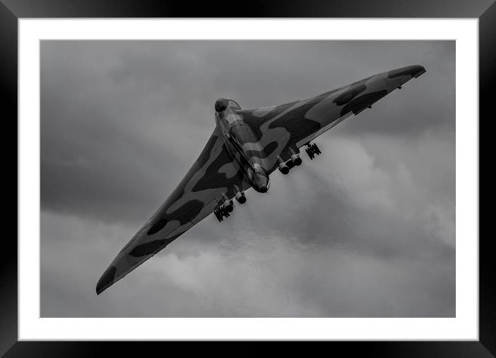 Avro Vulcan XH558 Black and White Framed Mounted Print by Oxon Images