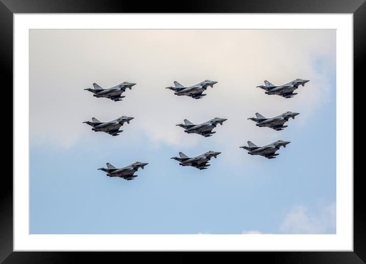 Typhoon 9 ship flypast RIAT 2018 Framed Mounted Print by Oxon Images