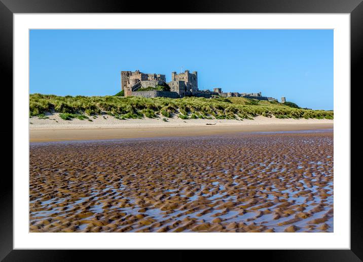 Bamburgh Castle from the Beach Framed Mounted Print by Oxon Images