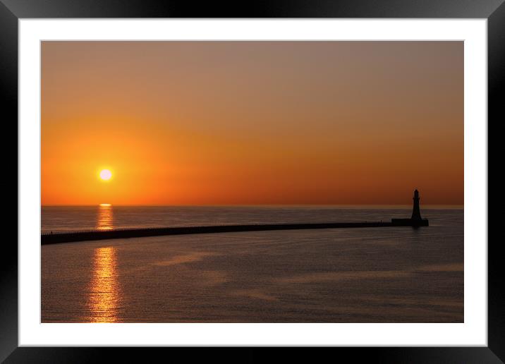 Sunrise on Roker Pier Framed Mounted Print by Oxon Images