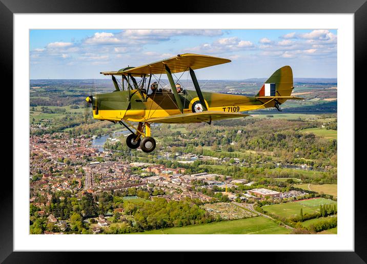 Tiger Moth Over Henley on Thames Framed Mounted Print by Oxon Images