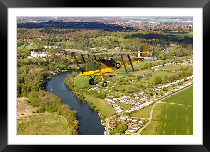Tiger Moth Over Henley Framed Mounted Print by Oxon Images