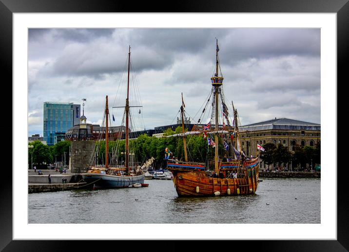 Ships in Bristol Harbour Framed Mounted Print by Oxon Images