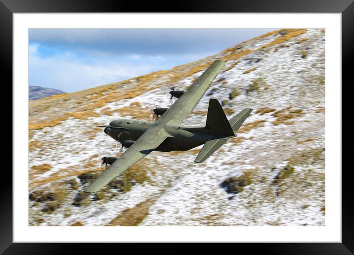 RAF C130 Low Level Framed Mounted Print by Oxon Images