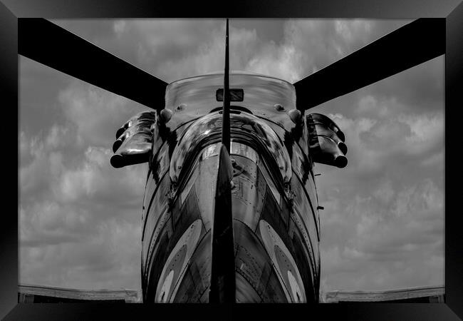 Spitfire Black and White Framed Print by Oxon Images