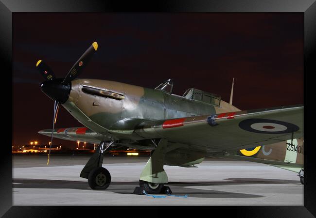 Hawker Hurricane at Night Framed Print by Oxon Images