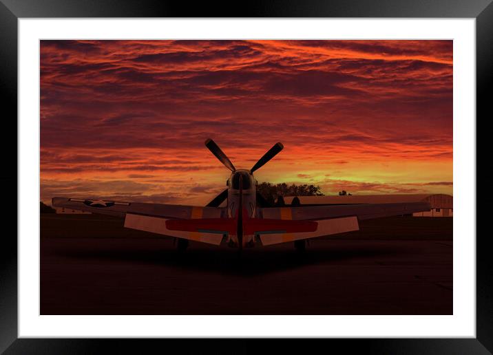 P51 Mustang Sunset Framed Mounted Print by Oxon Images