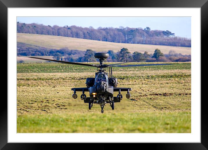 Apache In The Hover Framed Mounted Print by Oxon Images