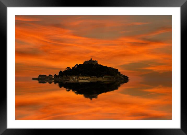 St Michaels Mount reflected 2 Framed Mounted Print by Oxon Images