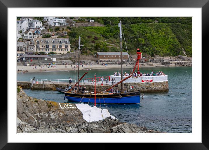Looe Lugger Passing Looe Banjo Pier Framed Mounted Print by Oxon Images