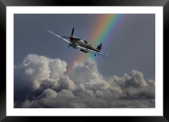 A Storm Behind The Spitfire Framed Mounted Print by Oxon Images