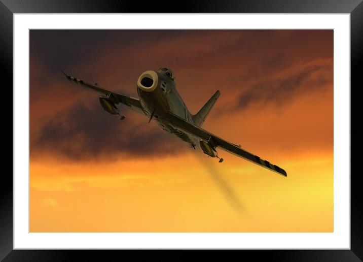 F86a Sabre Sunset Framed Mounted Print by Oxon Images