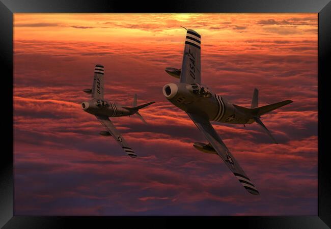 North American F86 Sunset Framed Print by Oxon Images
