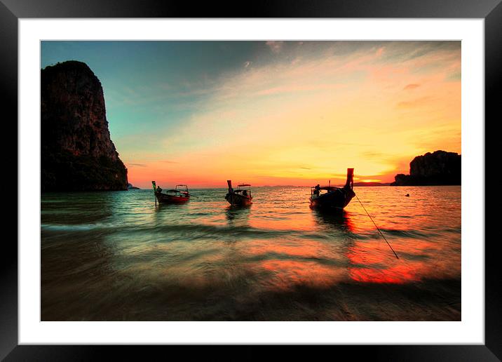 Railay Sunset and the Boats Framed Mounted Print by Toon Photography