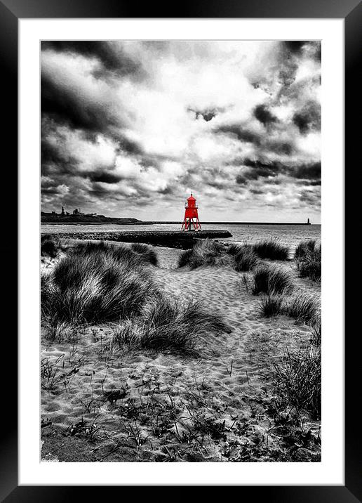Red Groyne in a Mono World Framed Mounted Print by Toon Photography