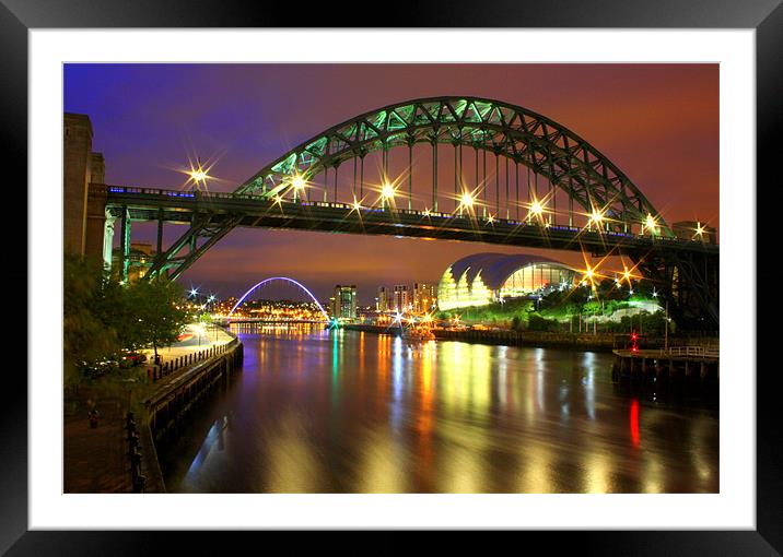 Tyne Bridge at Night Framed Mounted Print by Toon Photography