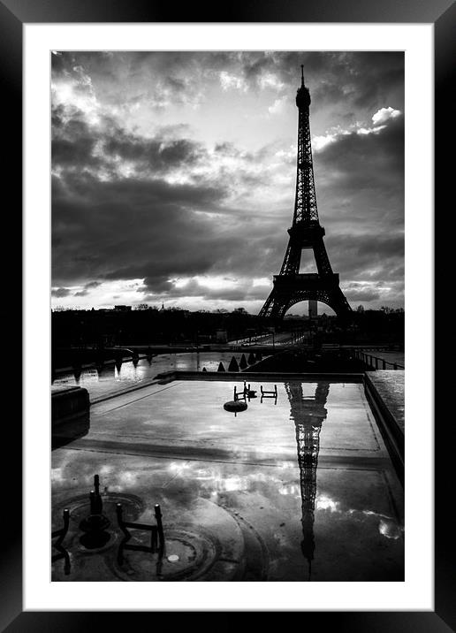 Black and White Paris Reflections Framed Mounted Print by Toon Photography