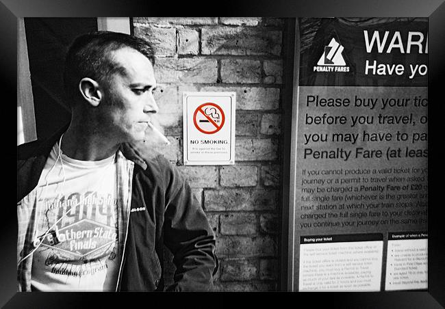 No Smoking at the Station Framed Print by Johanna Garlike
