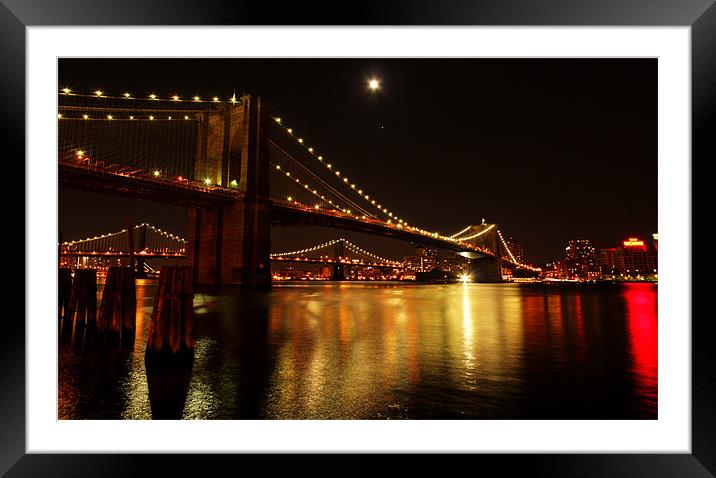 Brooklyn Bridge, New York Framed Mounted Print by Viraj Nagar