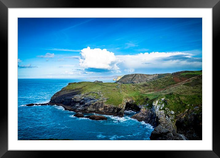 Barras Nose Tintagel Cornwall Framed Mounted Print by David Wilkins