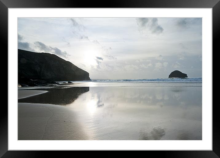 Trebarwith Strand Silver Sunset Framed Mounted Print by David Wilkins
