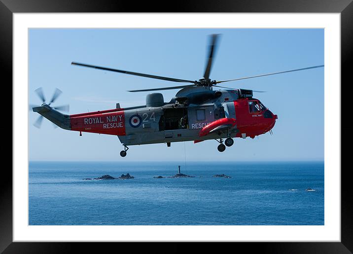 Rescue at Longships Framed Mounted Print by David Wilkins