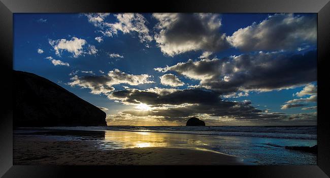 Sunset at Trebarwith Framed Print by David Wilkins
