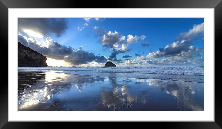 Trebarwith Sunset Framed Mounted Print by David Wilkins